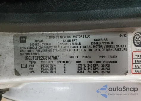 2012 Chevrolet Colorado Lt z USA, uszkodzony, nr VIN 1GCJTCFE2C8147507